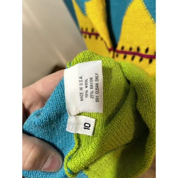 Steve Fabrikant Saks Fifth Ave Colorful Fun Button Up Sweater Womens Sz 10 AS IS - Picture 6 of 10